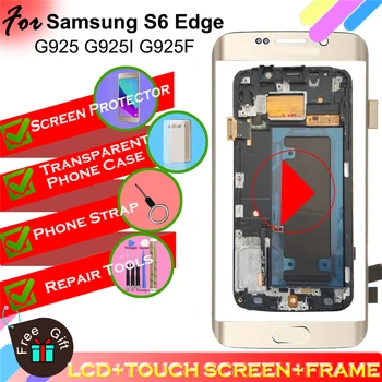 

For Samsung Galaxy S6 Edge G925 G925I G925F Screen LCD Display Touch Screen Digitizer Assembly Bezel Frame with Home Button