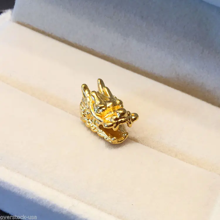 

1pcs NEW 24K Yellow Gold Pendant 3D Craft Dragon Head Bead Pendant