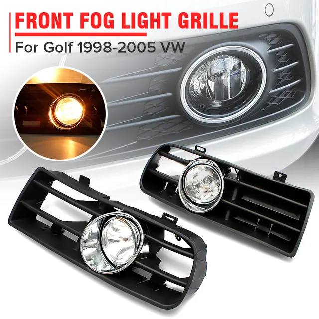 2Pcs FRONT LEFT RIGHT FOG LIGHT LAMP GRILLE GRILL SET for VW GOLF MK4 IV 1998 2005in Racing