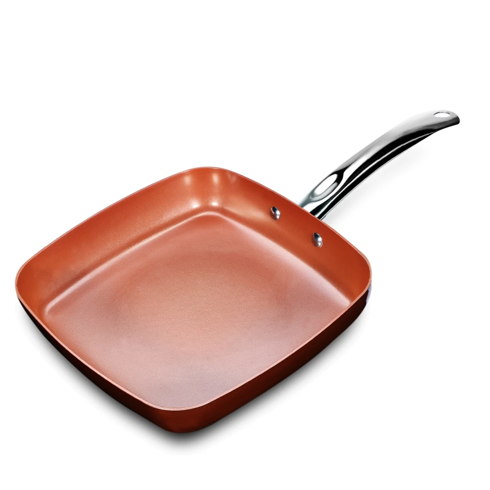 

Non-stick Copper Square Frying Pan Skillet with Ceramic Coating Oven Dishwasher Safe