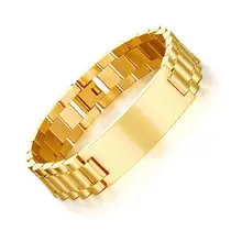 Персональный мужской браслет золотистого цвета из нержавеющей стали, браслет-цепочка для Мужчин, Ювелирные изделия