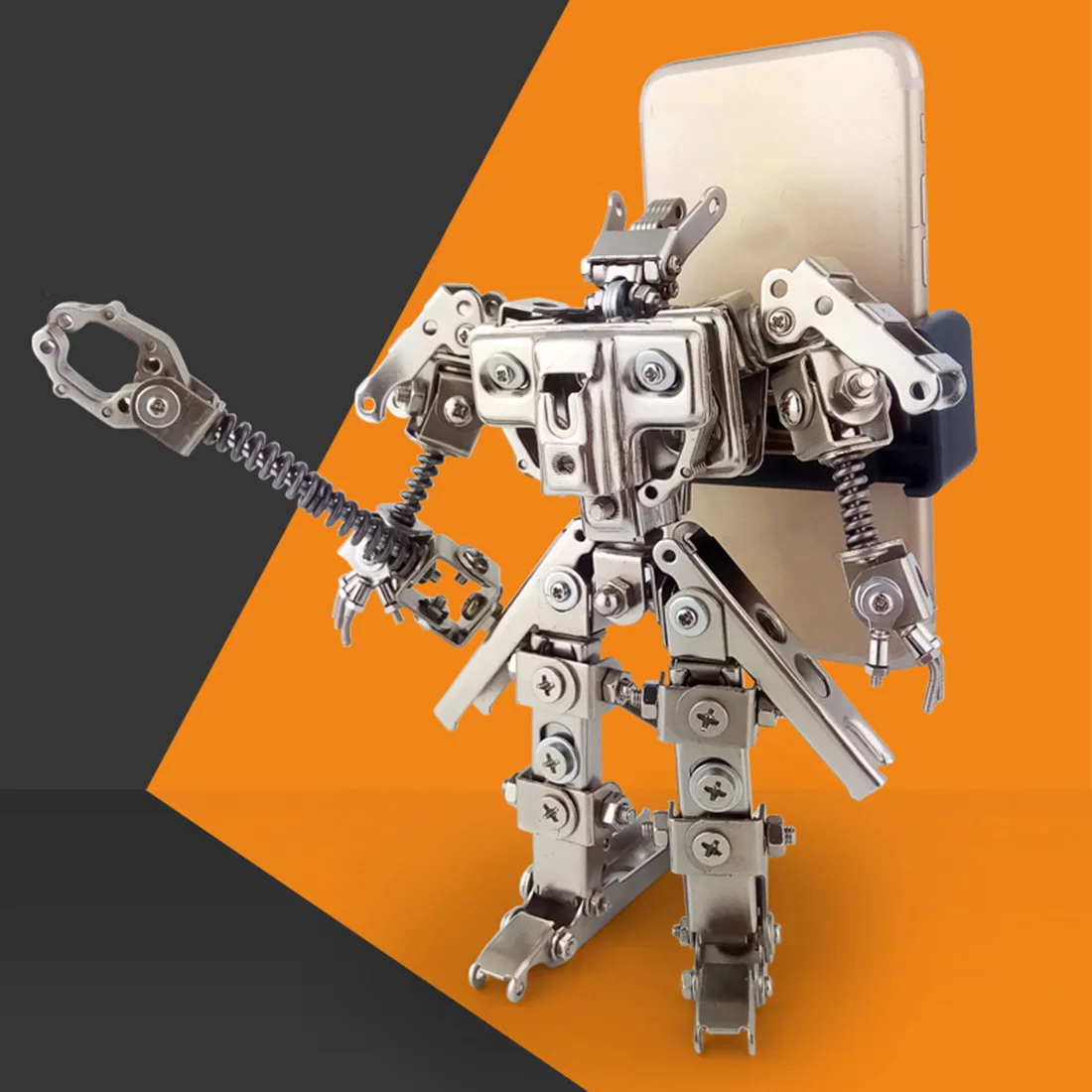 

17cm Height Large Attack Mecha Model Metal DIY Assembly Ancient Soldier Robot Toy Mobile Phone Bracket For Boys Men Gift 2019