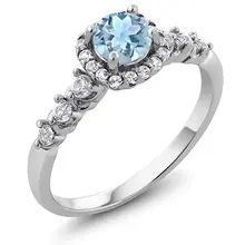 High Quality Blue Zircon Wedding Ring for Women Micro inlaid Simulation Drill Simple Jewelry Ring Engagement