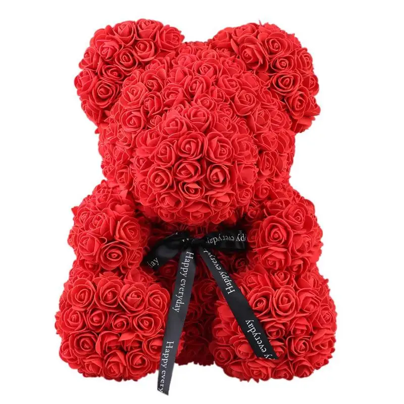 

1pc Rose Bear Toy Women Girls Flower Birthday Valentine Wedding Party Doll Valentines Gift 38x30cm
