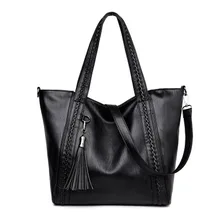 Женская сумка-тоут, женские сумки из натуральной кожи, повседневная однотонная сумка для мамы, женская сумка на плечо с кисточками