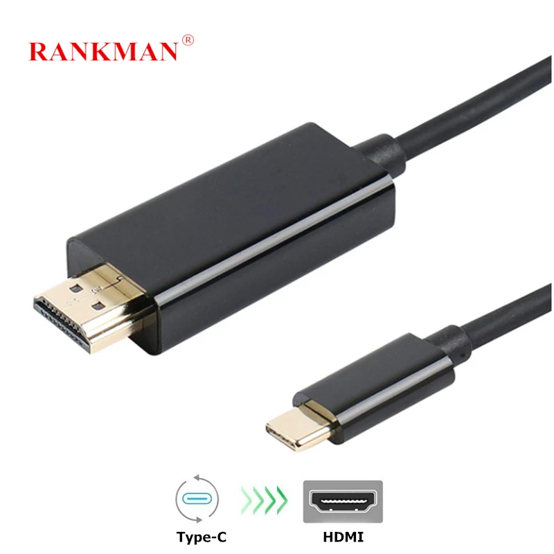 

Rankman Type C USB C to HDMI 4K Cable USB 3.1 USB 3.0 Adapter for Macbook Samsung S9 Dex Huawei P30 Dock Projector TV Monitor
