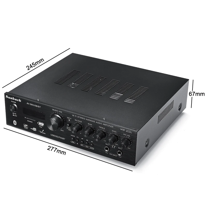 CLAITE USB FM bluetooth Audio coche estéreo amplificador Radio Hi-Fi 2 canales pantalla Digital reproductor de potencia con mando a distancia