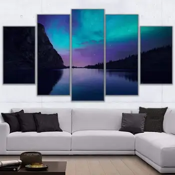 

Wall Art HD Printed Mountain Aurora Natural Reflection Painting on Canvas for Home Decor Living Room Bedroom Shipped 24 Hour
