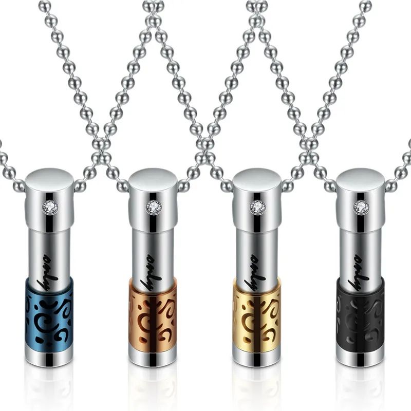 

2018 Perfume Bottle Necklace Titanium Steel Pendants Memorial Chain Keepsake