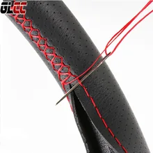 1pcs Diy Car Steering Wheel Cover Hand-stitched 38cm Leather Steering Wheel Cover Funda Volante Housse Volant Voiture