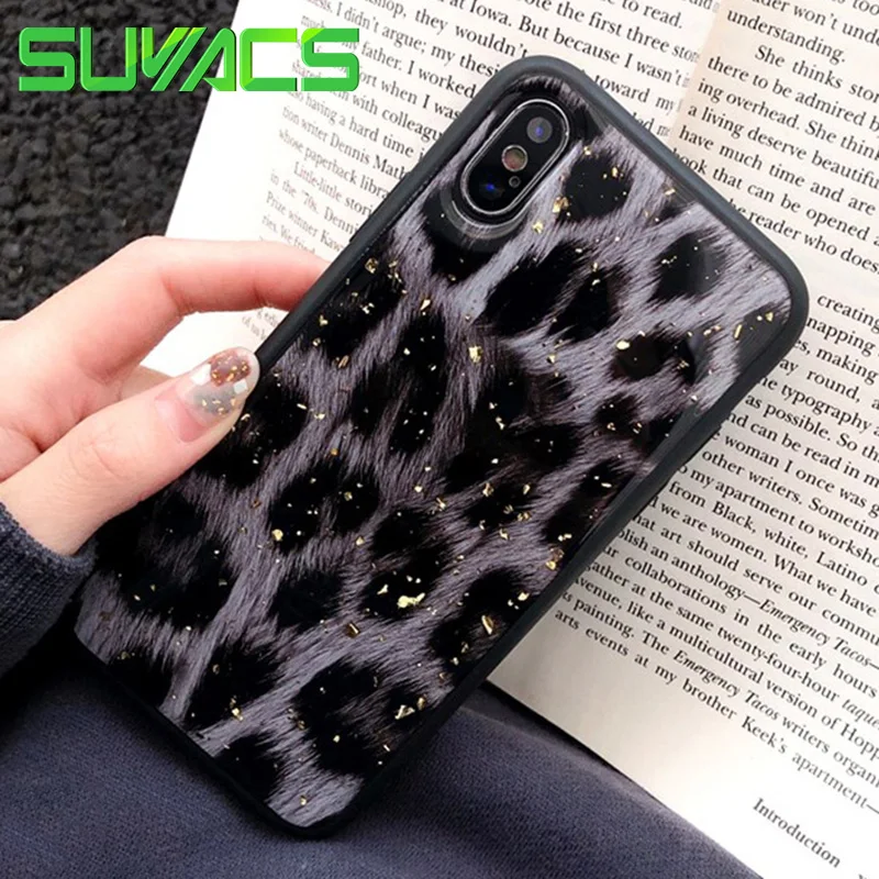 

SUYACS Phone Case For iPhone 6 6S 7 8 Plus X XS MAX XR Vintage Leopard Platinum Epoxy Soft Graphic Phone Back Cover Cases Bag