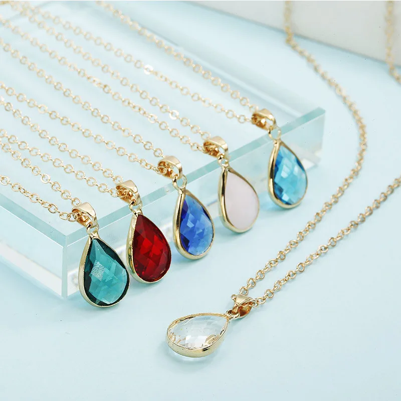 New 1PC Natural Stone Water Drop Pendant Necklaces Crystal Beautiful