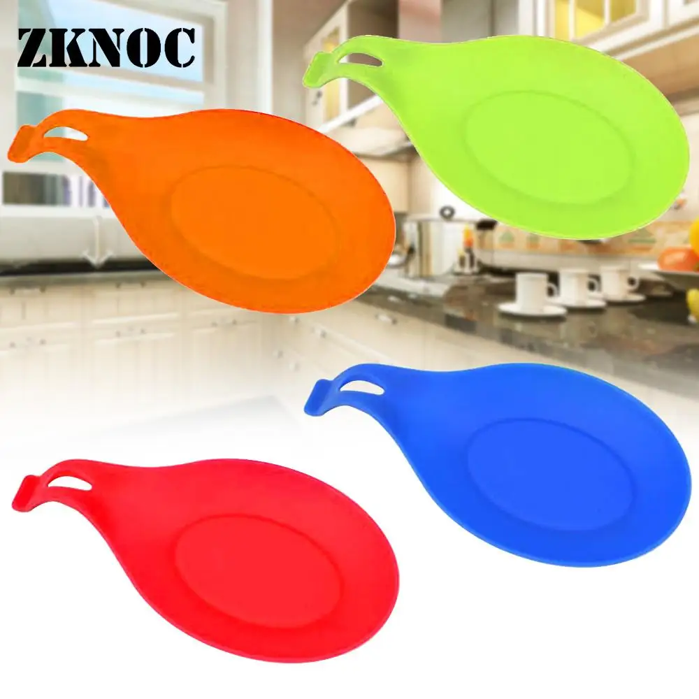 Zknoc 1pc Silicone Spoon Utensil Rest Heat Resistant Dishwasher Holder