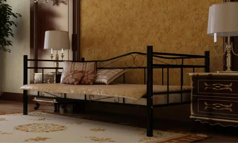 Новая Черная однодневная кровать металлическая 90X200 см прочная металлическая Милая ностальгическая кровать, односпальная кровать без