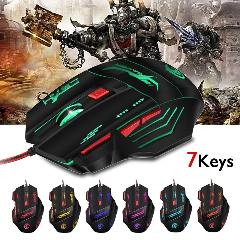 

HXSJ H100 Wired LED Optical PC Laptop Gaming Mouse w/ Fire Button 7Keys