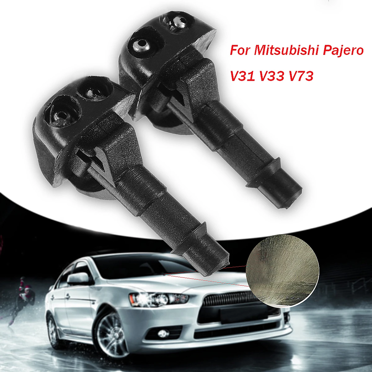 

Pair for Mitsubishi Pajero V31 V33 V73 Car Windshield Wiper Washer Spray Nozzle