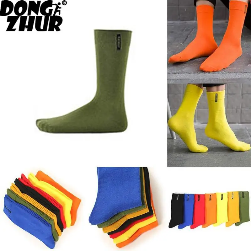 

NEW Sport Mens Socks Combed Cotton Solid Color Cycling Socks For Man British Style Multi-colored Week Soft Socks For Men NYY0859