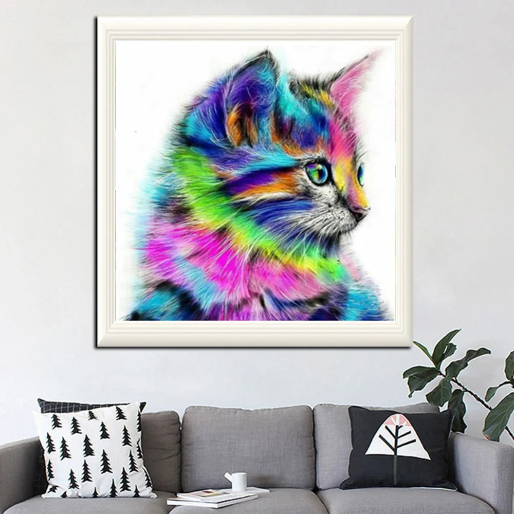

Diamond Painting Embroidery Cross Stitch Full Mosaic DIY Kit Cat Cartoon Animal Rhinestone Home Decor