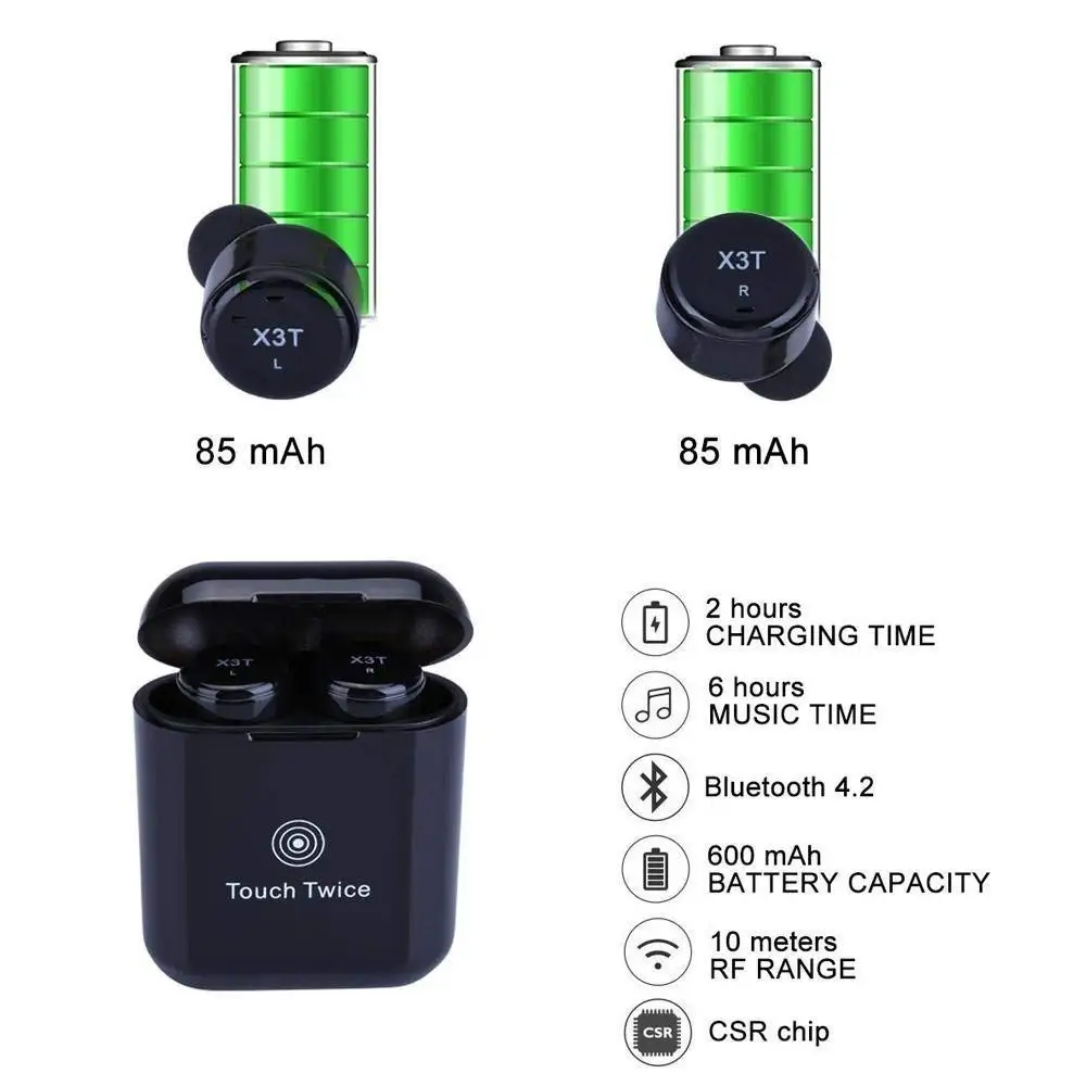 X3T сенсорное управление беспроводные Bluetooth стерео наушники настоящие