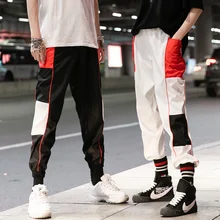 Men's Casual Pants 2019 Spring New Hip Hop Tide Couple Loose Nine Points Casual Beam Pants White Black Youth Casual Sweatpants