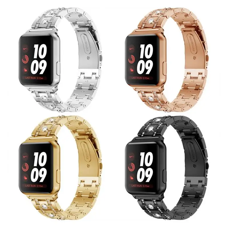 

Strap For Iwatch 1/2/3 Stainless Steel Band H-shaped Rhinestone Alloy Solid Chain Adjustable Watch Strap