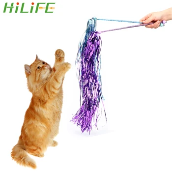

HILIFE With Shining Tassel Plastic Rod Wand Cat Toys Funny Cute Funny Colorful Cat Teaser Wand Cats Interactive Stick