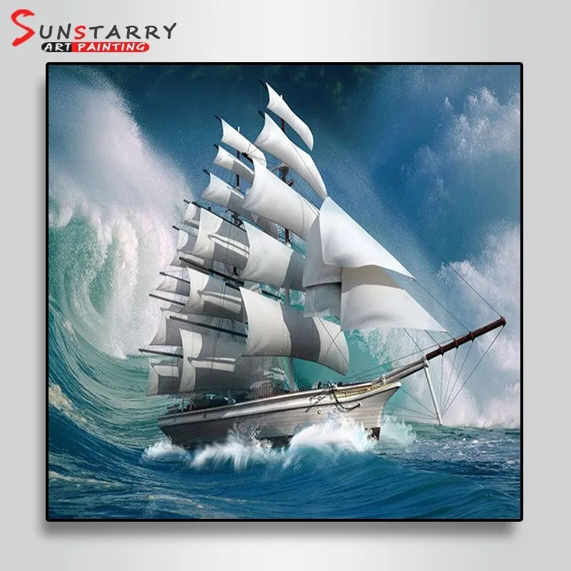 Sunstarry 5D DIY Алмазная картина полная круглая вышивка парусная лодка хобби Вышивка