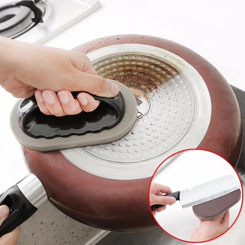 

New Magic Sponge Brush Eraser Scrub Handle Grip Sink Pot Bowl Kitchen Cleaning Tool with Hand Protector Cook Accessories