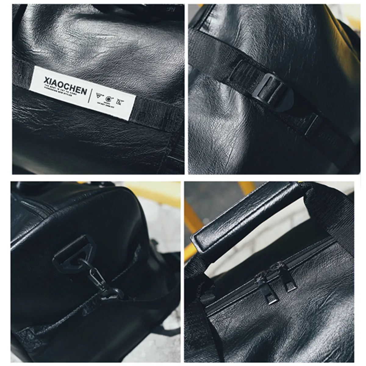 Дорожная сумка с карманами для обуви из искусственной кожи, Большая вместительная сумка, черный багаж для мужчин и женщин, спортивная сумка, посылка, черная сумка