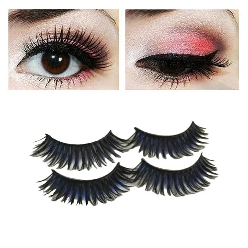 

5Pairs Handmade Double Colour Blue Black Soft Thick Cross False Eyelashes Fake Eye Lashes Makeup Cosmetic Beauty Extension Tools