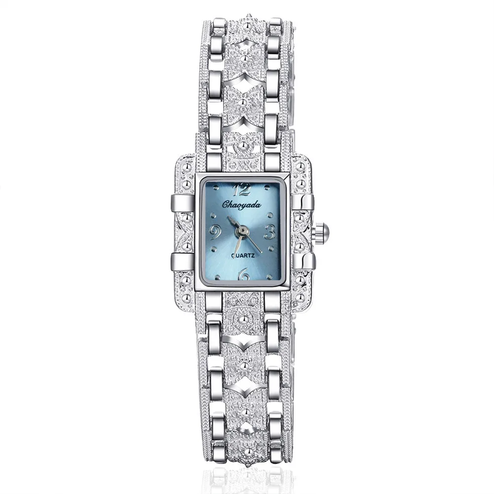 

Chaoyada Luxury quartz chain watch butterfly alloy rectangular ladies watches fashion models White and blue