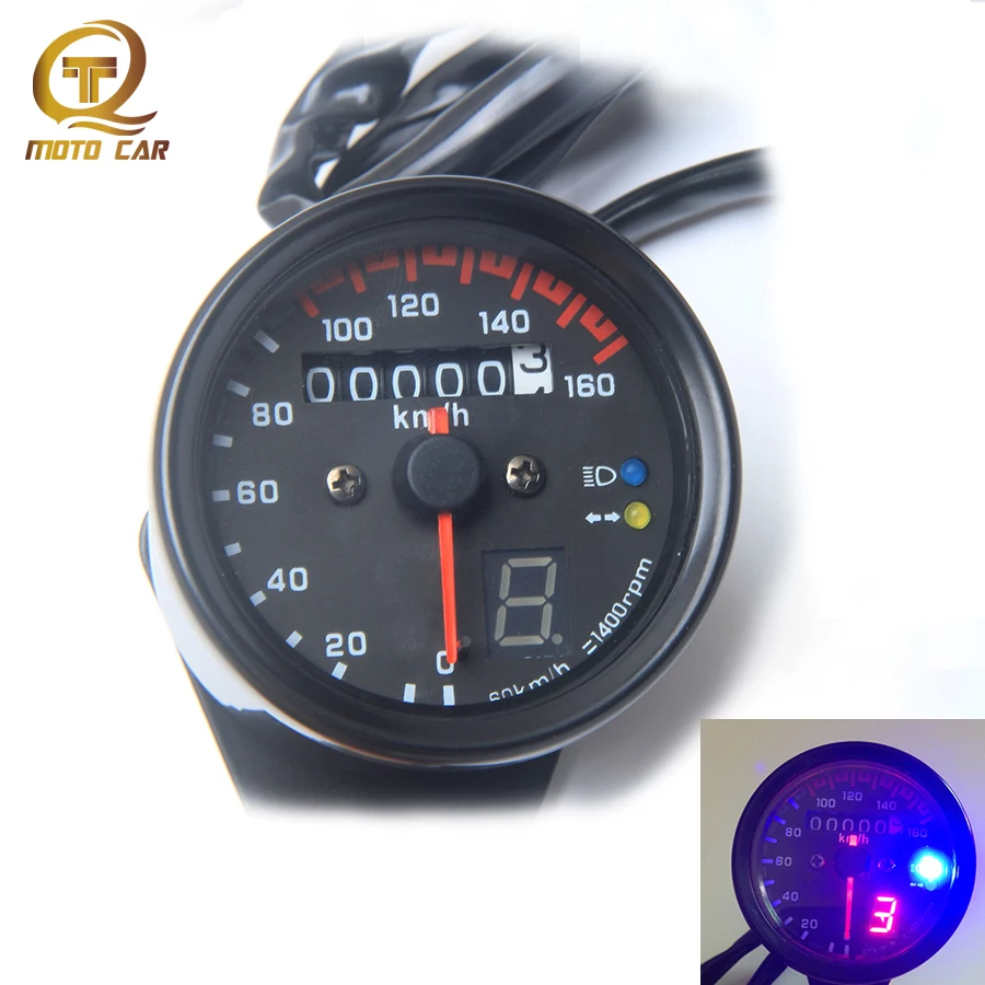 

Modified Motorbike DC12V Motorcycle Speedometer Odometer With Stall Speed Meter Gauge Instrument Backlight LED Light Signal lamp