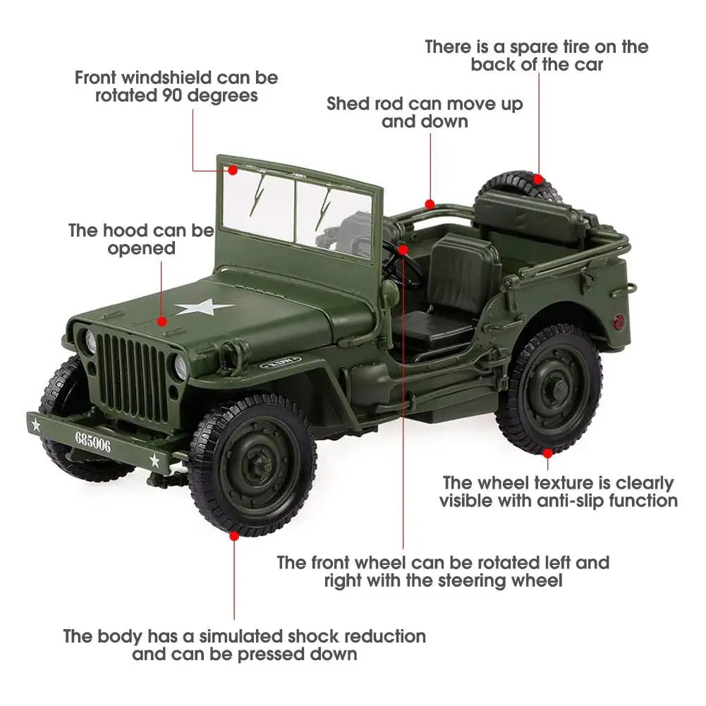 1:18 Тактическая Военная Модель джипы старая мировая война II Уиллис военная техника сплав модель автомобиля для детей игрушки подарки