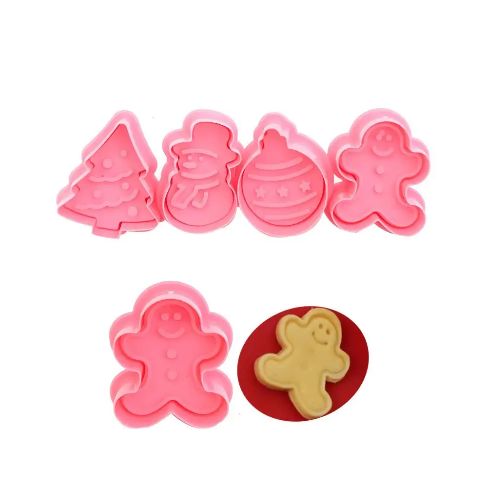 

4Pcs/Set Christmas Tree Snowman DIY Baking Mold Biscuit Cookie Cutter Cake Decor