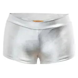 Сексуальные шорты летние женские с низкой посадкой блестящие металлические обтягивающие шорты горячие брюки горячий серебряный черный