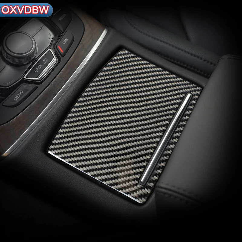 

Carbon Fiber sticker Interior Car Water cup cover panel decals For Audi A6 C7 Accessories 2011-2018 Car Styling interior trim