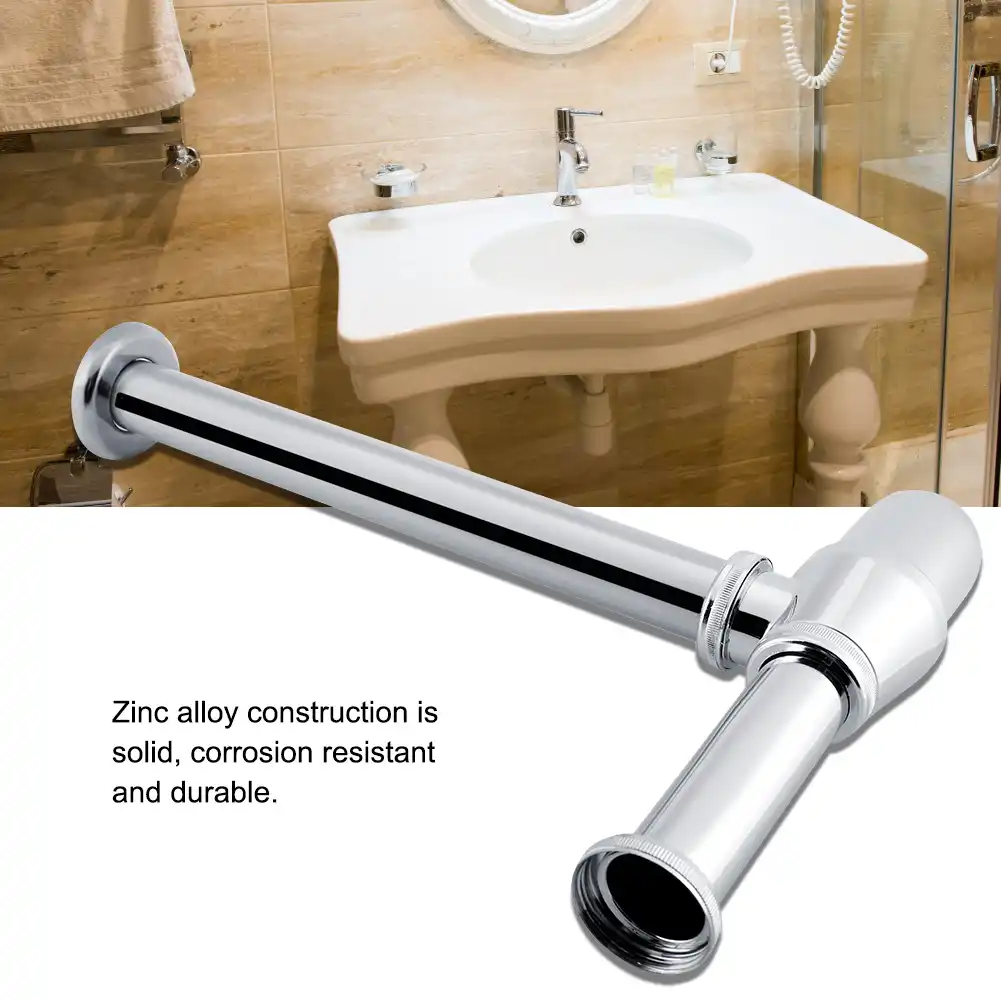 Chromed Zinc Alloy Sink Basin Tube Round Bottle Trap For Bathroom