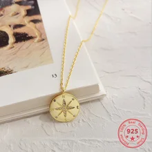 Чистое Серебро 925 Европейский Американский дизайн креативное лаконичное ожерелье подвеска с компасом ювелирные изделия
