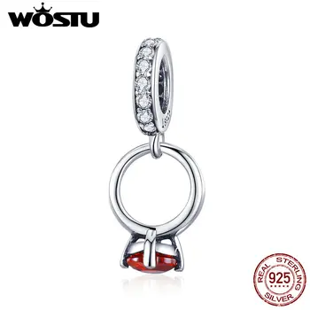 

WOSTU New 100% 925 Sterling Silver Vows Of Love Dangle Charms Fit Beads Pendant Bracelet & Bangles Romantic Jewelry Gift CQC960