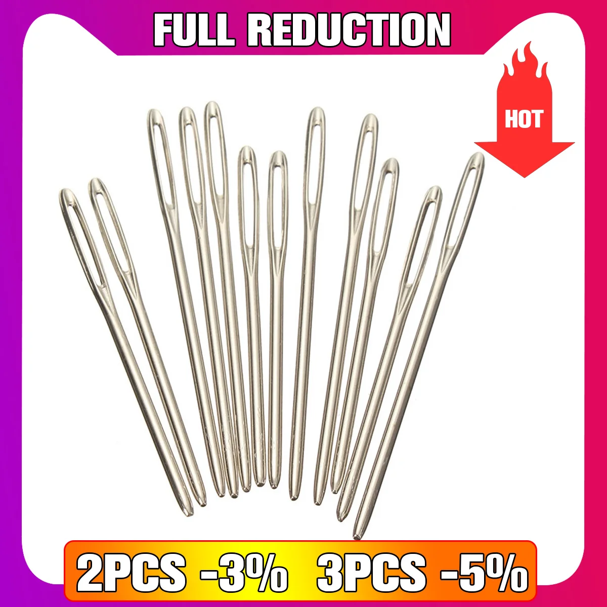 

KiWarm 12Pcs Stainless Steel Knitting Needles Needlework Sewing Tool Needle Arts Crafts Hand Stitches Sewing Accessories 7cm 6cm