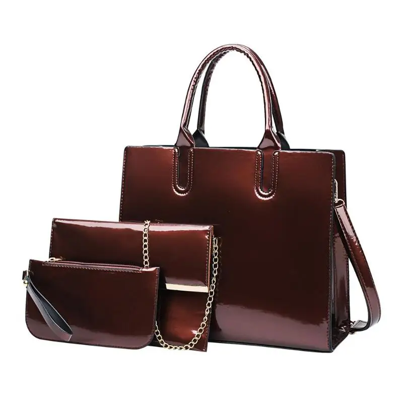 

3pcs/set Patent Leather Women Handbag Luxury Shoulder Evening Bags Ladiea Crossbody Messenger Bag Fashion Female Clutch Tote