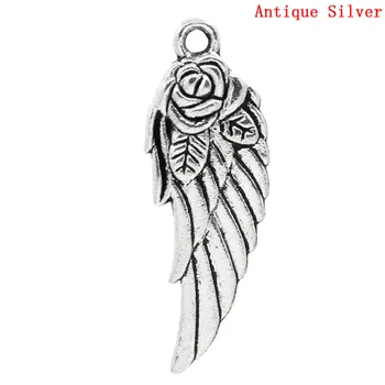 

DoreenBeads Charm Pendants Wings Silver Color Flower Carved 3.1x1.1cm,30PCs (B23228) yiwu