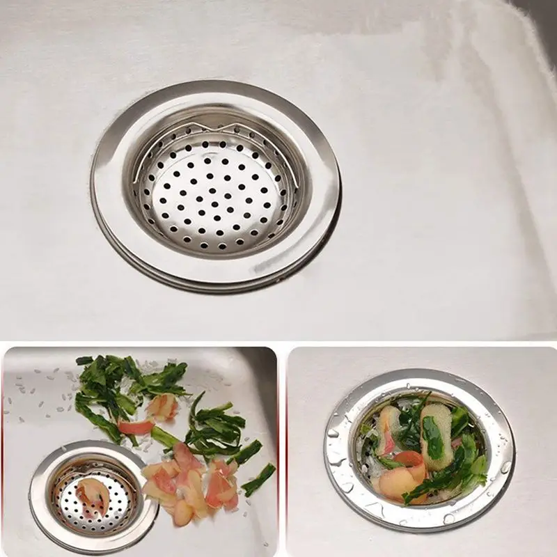 4pcs Stainless Steel Kitchen Sink Strainer with Protection of Small Trash Drain Strainer Basket Filter Screen