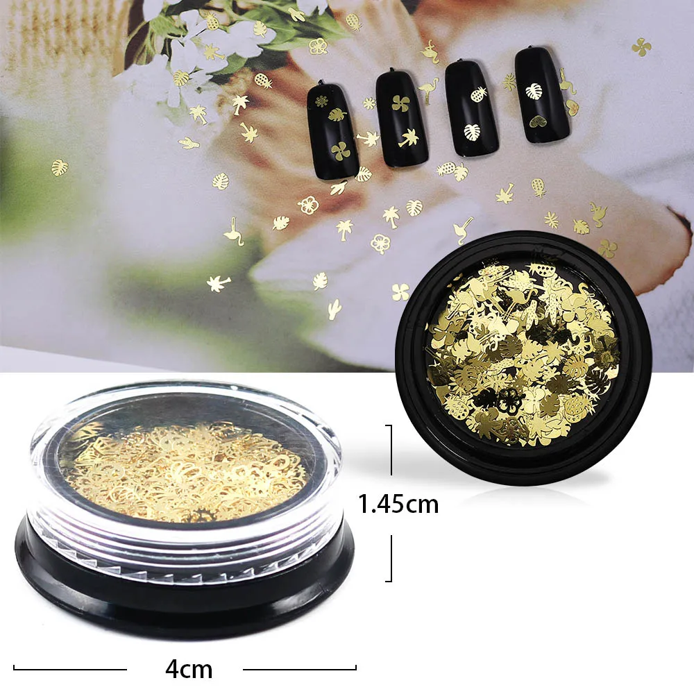 

100pcs/box Mixed Nail Art Decors Metal Studs Beads Gems Decorations 3D Nail Art DIY Accessories