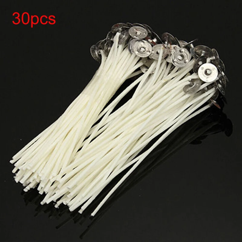 

30pcs/Set 10cm Candle Wicks Cotton Core Pre Waxed W/ Sustainers For Candle Making DIY