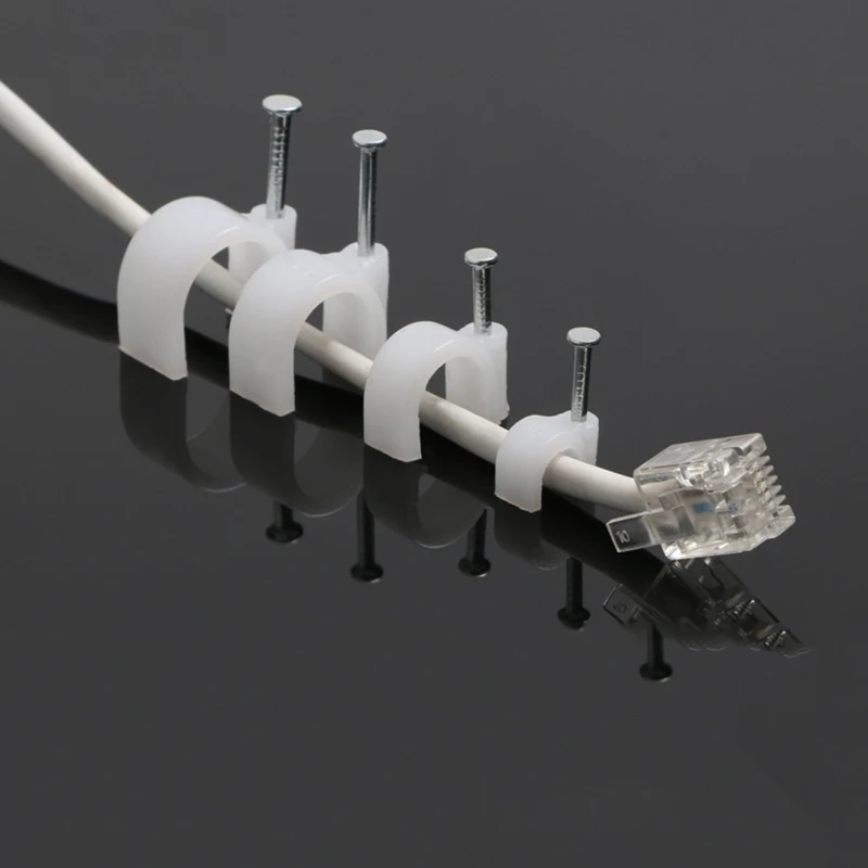 100 шт. 12 мм круглые Сталь кабель для ногтей провода настенный винтовые зажимы кабельный зажим для RG59 RG6 высокое качество