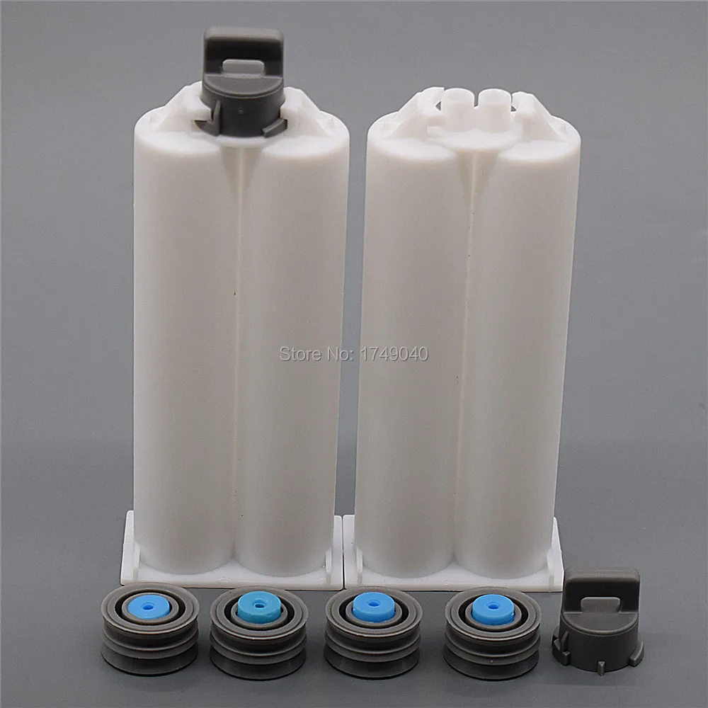 

2pcs 50ml Empty Double-Barrel Cartridge Tube 1:1 Mix Ratio with Sealing Pistons for Double-Barrel 50ml Dispensing Glue Guns Tool