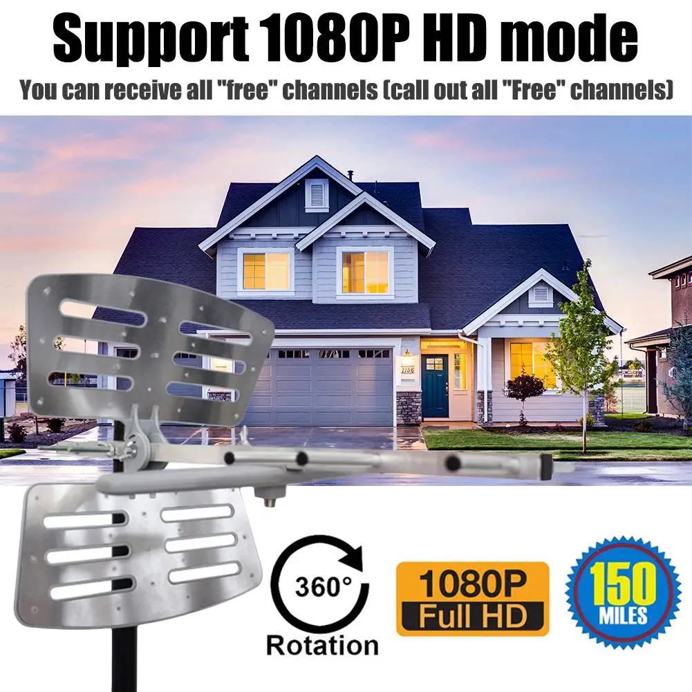 Outdoor Amplified Digital Antenna 360 Rotation HD TV UHF VHF FM 35dBi Long Range Antenna For ATSC HDTV 4K 1080P Power Adapter Outdoor Amplified Digital Antenna 360 Rotation HD TV UHF VHF FM 35dBi Long Range Antenna For ATSC HDTV 4K 1080P Power Adapter