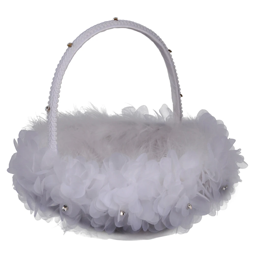 

Wedding Flower Girl Basket Feather Candy Bride Basket for Wedding Ceremony Party Decoration