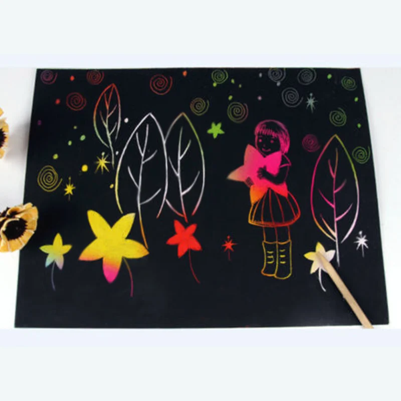 5 шт., волшебная Красочная доска для рисования, бумага, скребковая живопись, для обучения детей, Обучающие игрушки, каракули, царапины, детские подарки
